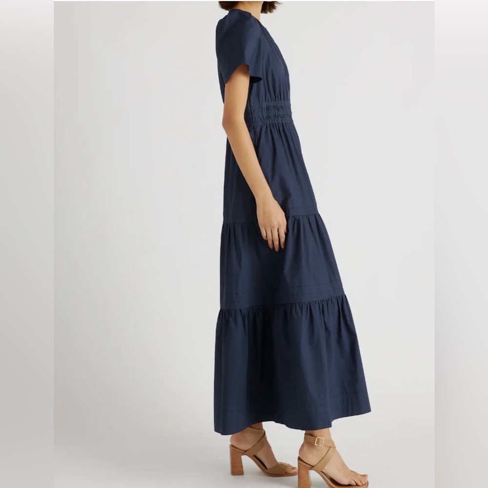 NWT 100% Organic Cotton Poplin Tiered Maxi Dress Small - Picture 3 of 5